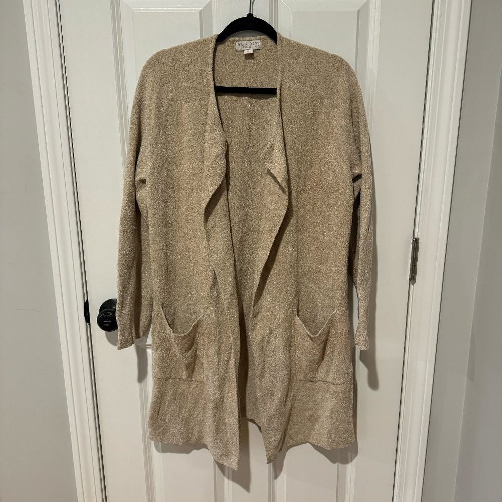 Barefoot Dreams Tan Cozy Chic Ultra Lite Wide Collar Jacket - Size Medium